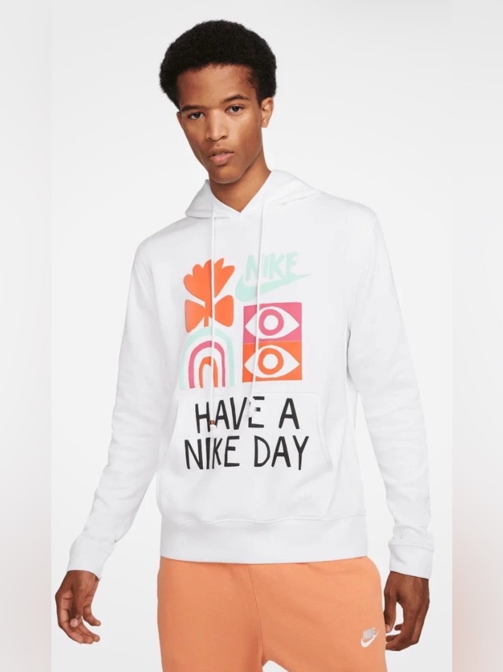 Nike Men's White 'Have A Nike Day' Graphic Hoodie large